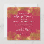 Invitation Dîner de répétition de mariage élégant or et magen (Devant)