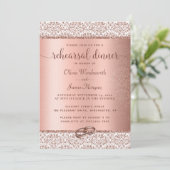 Invitation Dîner de répétition de mariage élégant Rose Gold G (Debout devant)