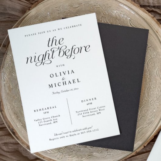 Invitation Dîner de répétition de mariage Élégant Simple