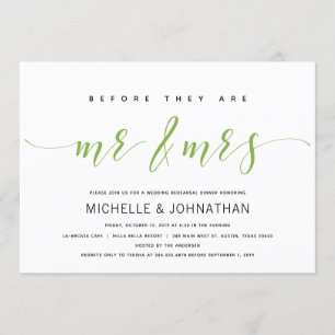 Invitation Dîner de répétition de mariage élégant vert foncé