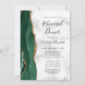 Invitation Dîner de répétition de mariage en agate dorée vert (Devant)