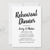 Invitation Dîner de répétition de mariage en écriture Modern (Devant)