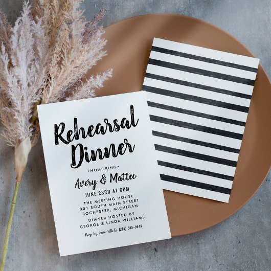Invitation Dîner de répétition de mariage en écriture Modern