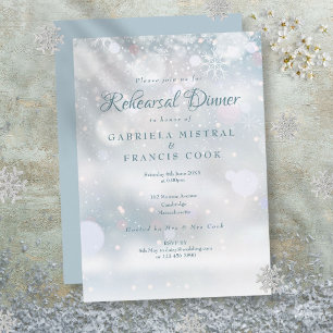 Invitation Dîner de répétition de mariage First Snowflakes