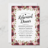 Invitation Dîner de répétition de mariage Fleurs de Bourgogne (Devant)