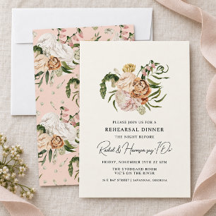 Invitation Dîner de répétition de mariage floral au pivoine r