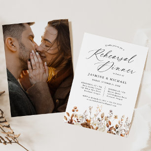 Invitation Dîner de répétition de mariage floral automnal rus
