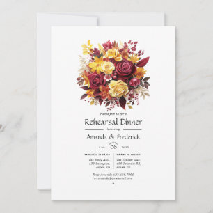 Invitation Dîner de répétition de mariage floral bordeaux et