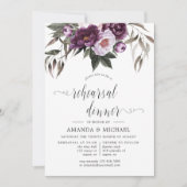 Invitation Dîner de répétition de mariage floral en velours p (Devant)