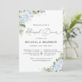 Invitation Dîner de Répétition de Mariage Floral Hydrangea Bl (Debout devant)