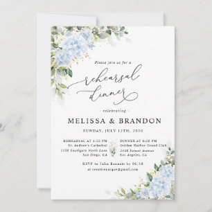 Invitation Dîner de répétition de mariage floral Hydrangea bl
