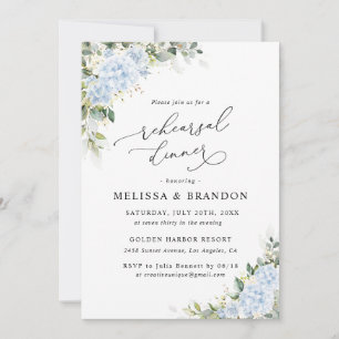 Invitation Dîner de répétition de mariage floral Hydrangea bl