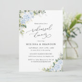 Invitation Dîner de répétition de mariage floral Hydrangea bl (Debout devant)