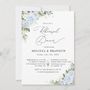 Invitation Dîner de répétition de mariage floral Hydrangea bl