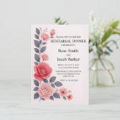 Invitation Dîner de répétition de Mariage floral Rose (Debout devant)