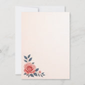 Invitation Dîner de répétition de Mariage floral Rose (Dos)