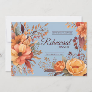 Invitation Dîner de répétition de mariage floral rustique aqu