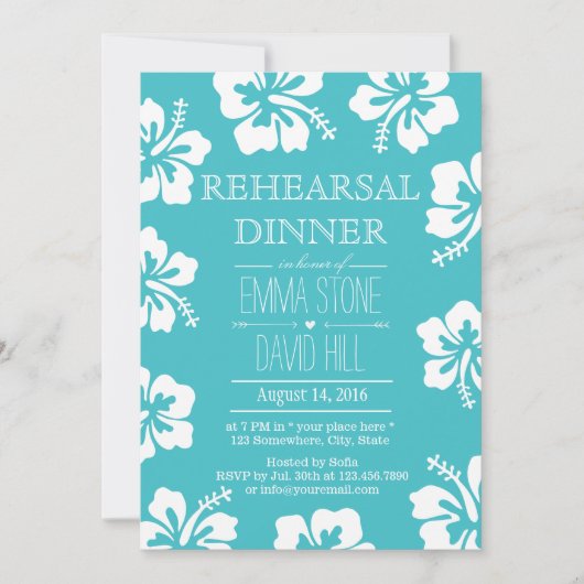 Invitation Dîner de répétition de Mariage floral tropical Tur (Devant)