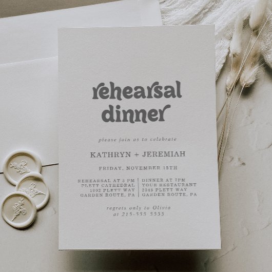 Invitation Dîner de répétition de mariage formel simple