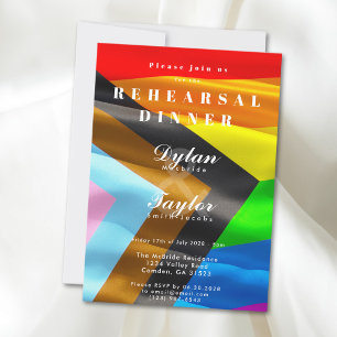 Invitation Dîner de répétition de mariage gay avec drapeau de