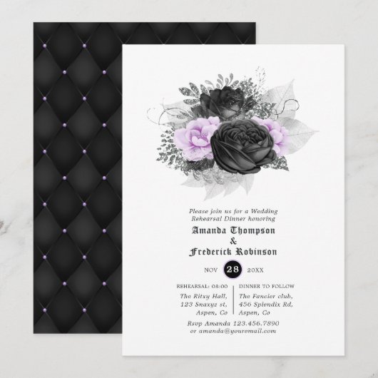 Invitation Dîner de répétition de mariage gothique (Devant / Derrière)