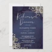 Invitation Dîner de répétition de mariage gothique bleu de mi (Devant)