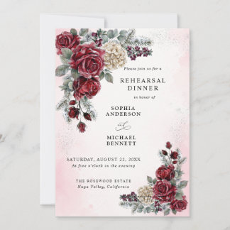 Invitation Dîner de répétition de mariage hivernal Frozen Ros