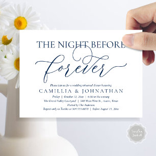 Invitation Dîner de Répétition de Mariage, La Nuit Avant Pour