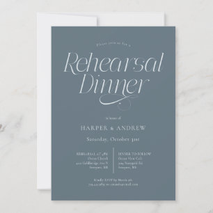 Invitation Dîner de répétition de mariage minimaliste Bleu ar