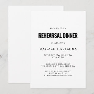 Invitation Dîner de répétition de mariage minimaliste simple