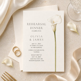 Invitation Dîner de répétition de mariage moderne avec lys ca