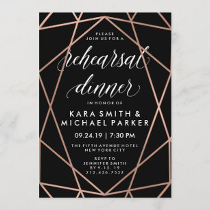 Invitation Dîner de répétition de Mariage moderne et géométri