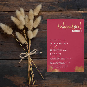 Invitation Dîner de répétition de mariage moderne or rose mag