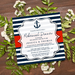 Invitation Dîner de répétition de Mariage nautique