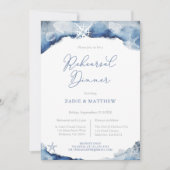 Invitation Dîner de répétition de Mariage nautique bleu de la (Devant)