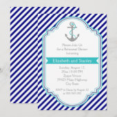 Invitation Dîner de répétition de mariage nautique bleu marin (Devant / Derrière)