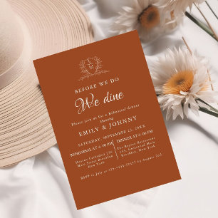 Invitation Dîner de répétition de mariage orange brûlé et ivo