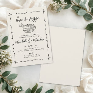 Invitation Dîner de répétition de mariage Pizza dessiné à la 