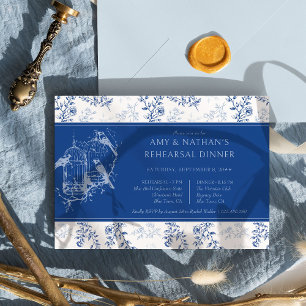 Invitation Dîner de répétition de mariage romantique Blue Chi
