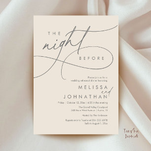 Invitation Dîner de répétition de mariage romantique la veill