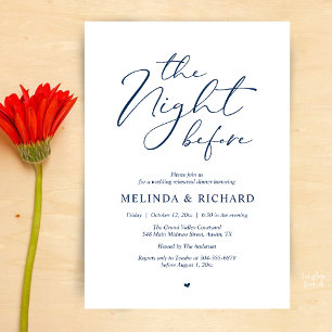 Invitation Dîner de répétition de mariage romantique la veill