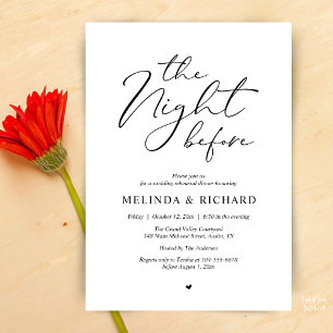 Invitation Dîner de répétition de mariage romantique la veill