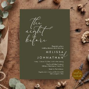 Invitation Dîner de répétition de mariage romantique la veill