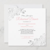 Invitation Dîner de répétition de mariage rose et gris élégan (Devant)