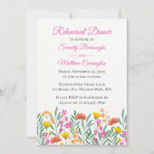 Invitation Dîner de répétition de Mariage rose fleur sauvage (Devant)