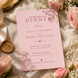 Invitation Dîner de répétition de mariage rose pâle élégant
