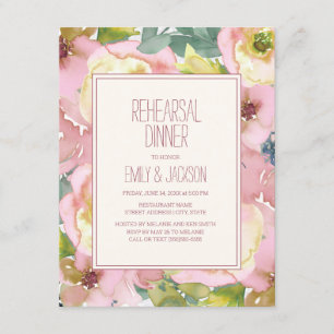 Invitation Dîner de répétition de mariage Rose Pâle Sage Vert