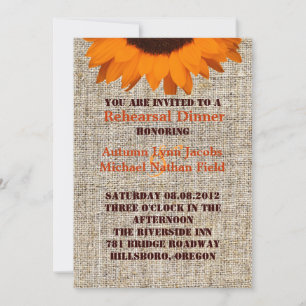 Invitation Dîner de répétition de Mariage Rustic Burlap