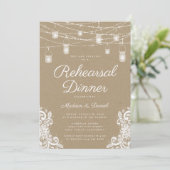 Invitation Dîner de répétition de mariage Rustic Lights (Debout devant)