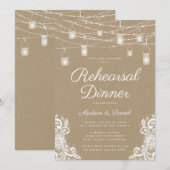 Invitation Dîner de répétition de mariage Rustic Lights (Devant / Derrière)